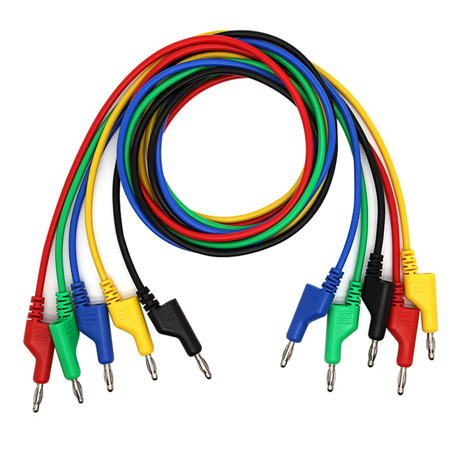 Voktta Multimeter Messleitungen Kit mit 5 stapelbaren Dual 4mm Bananensteckern und Krokodilklemmen, 1m Länge, 1000V/19A, Multicolor - Bild 2
