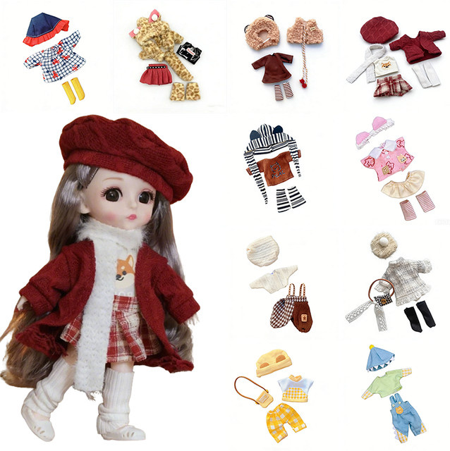 BENQING Tier-Hunde-Karo-Rock-Set Kleidung für 16-17cm OB11 BJD Puppe, Set / Bundle - Bild 1