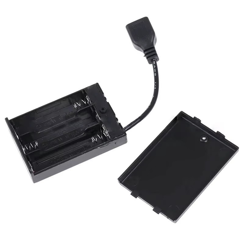 ABVO 20er Set Batteriegehäuse für 3x AAA Batterien mit Abdeckung, Schalter und USB-C Anschluss in Schwarz - Bild 4