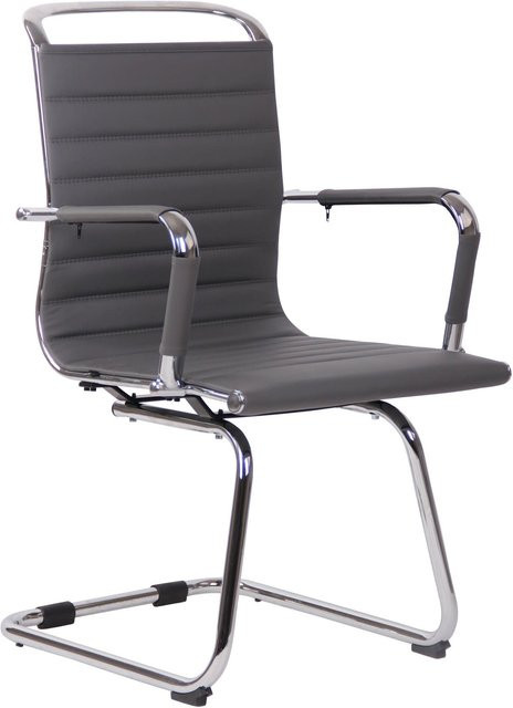 TPFLiving Besucherstuhl Baldwin in Grau mit Kunstleder und Metallgestell in Chromoptik, B/T/H: 57 x 60 x 96 cm - Bild 1