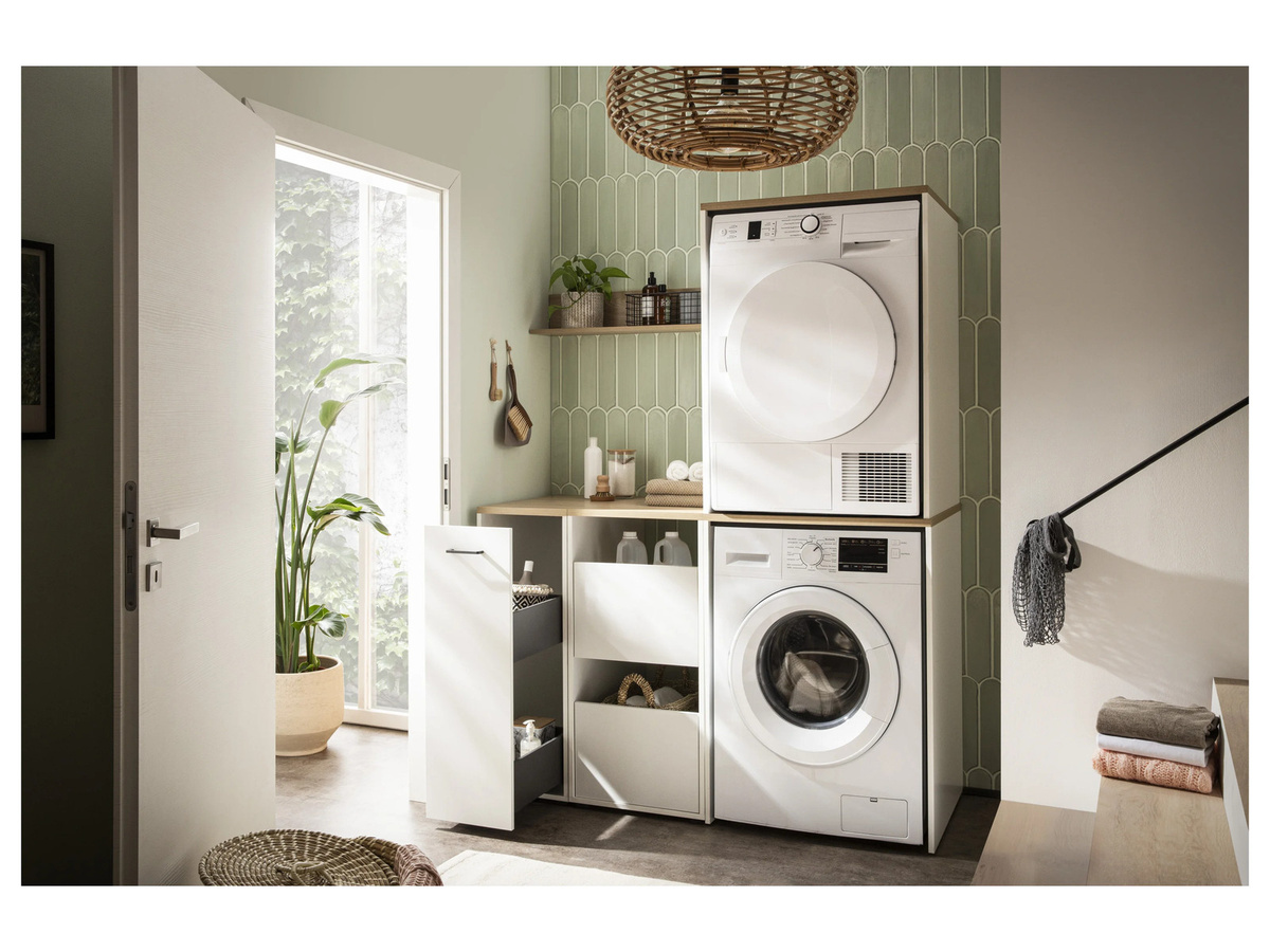 Schildmeyer Mehrzweckschrank Solea Wäscheschrank in Weiß-Matt mit 2 Wäscheschächten, B/T/H: 45,1 x 60,0 x 95,8 cm - Bild 2