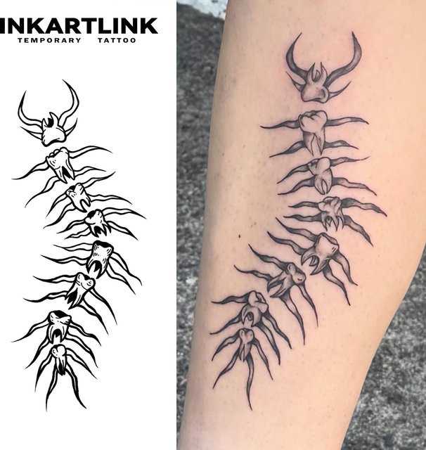 INKARTLINK Zahn-Tentipede-Kombinations-Tattoo-Aufkleber, wasserdicht - Bild 1