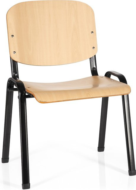 hjh OFFICE Vierfußstuhl XT 600 SW H in Schwarz mit Holzdetails und stapelbar - Bild 1