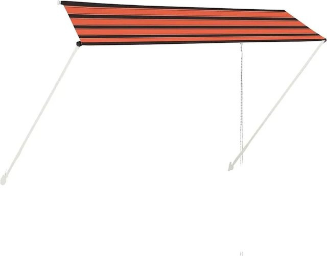vidaXL Einziehbare Markise aus Polyester und Stahl in Orange und Braun, B: 350 cm, T: 150 cm - Bild 1