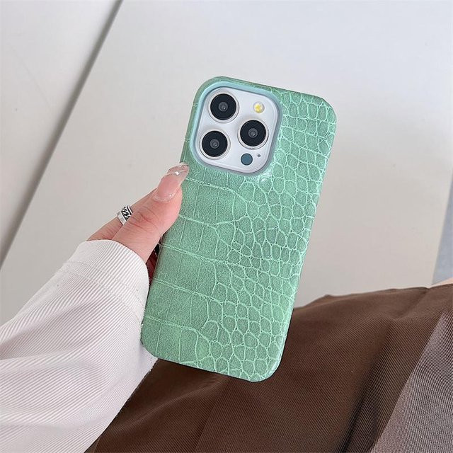 YULIN Handyhülle mit Retro-Krokodilmuster für iPhone 11 bis iPhone 17 Pro Max Plus, Farbe: Grün - Bild 1