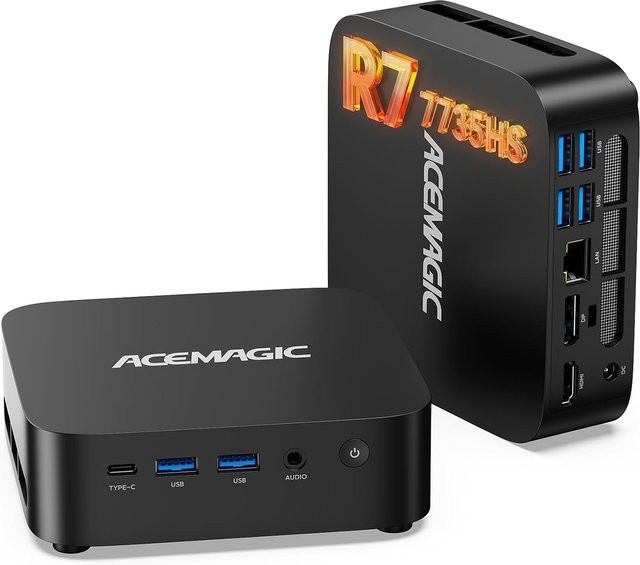 ACEMAGIC M1 Mini-PC mit AMD Ryzen 7 7735HS, 24GB LPDDR5, 1TB PCIe SSD, Windows 11 Pro, Schwarz - Bild 1