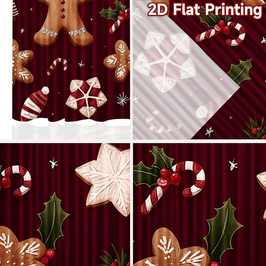 Tonnika Chen Vorhangset mit Weihnachtsmann und Lebkuchen Motiv, 2er Set, blickdicht, Multicolor, Breite: 100 cm, Höhe: 70 cm - Bild 5