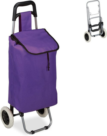Relaxdays Einkaufstrolley aus Stoff und Stahl in Lila, faltbar, B/T/H: 91 x 40 x 30 cm