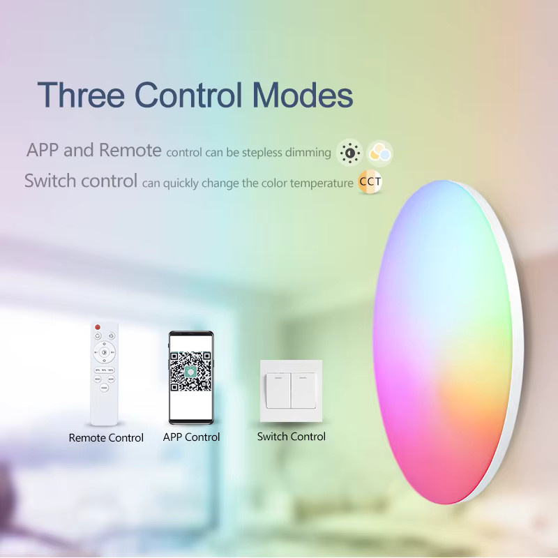 MARPOU RGB Smart LED-Deckenleuchte in Weiß, moderne runde Deckenlampe mit App- und Fernbedienung, dimmbar, 18–54 W - Bild 4