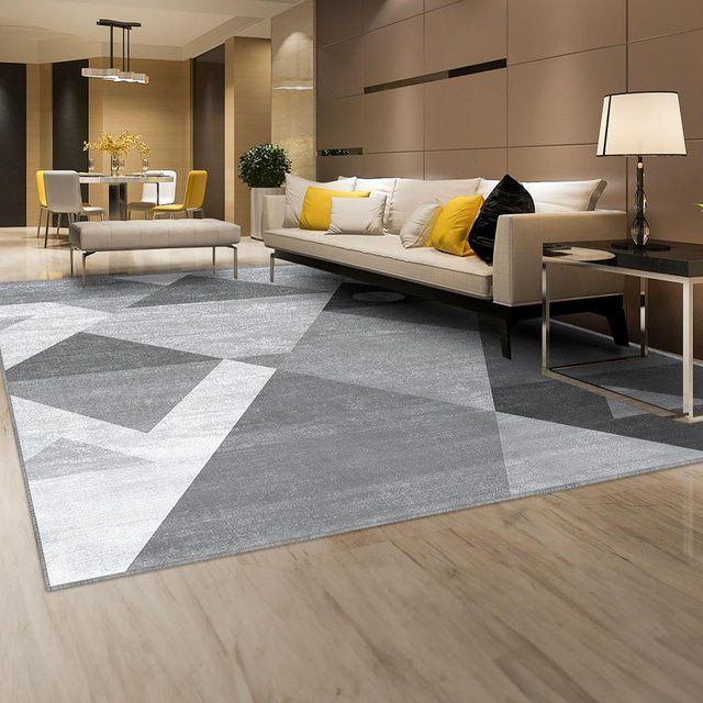 VIKAMA Wohnzimmerteppich mit geometrischem Design aus Kristallfaser, waschbar und verschleißfest - Bild 1