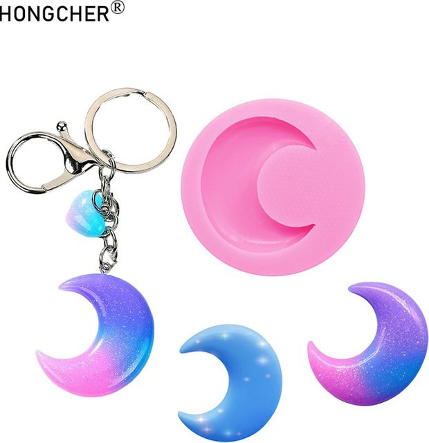 HONGCHER Silikonform Halbmond für Schokolade, Desserts und DIY-Schmuck, Pink - Bild 1