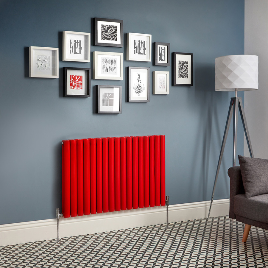 Design Heizkörper Horizontal Doppellagig von Revive in Rot, B: 100 cm, H: 63,5 cm, T: 6,35 cm - Bild 1