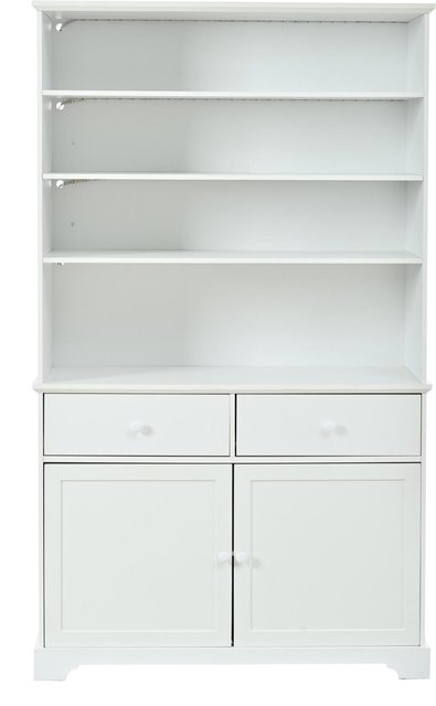 Moderne Standvitrine in Weiß mit integrierter LED-Beleuchtung, 2 Türen und 2 Schubladen, B/T/H: 100 x 38 x 170 cm - Bild 1
