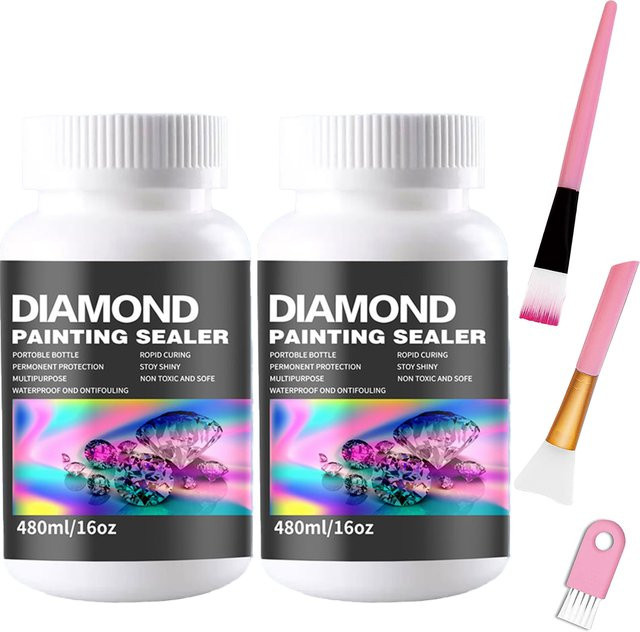 Diamant-Malerei-Versiegelungs-Set mit 3 Pinseln und Puzzle-Kleber für Erwachsene, 480 ml - Bild 1