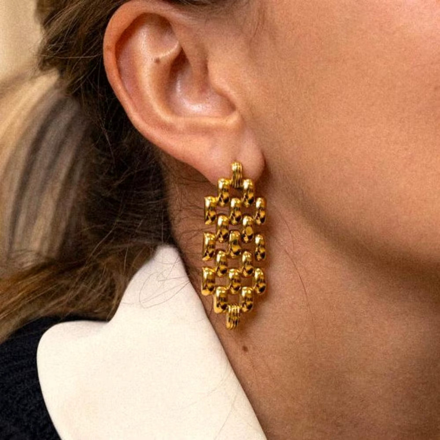 Mariasz Statement-Ohrringe, Edelstahl, Gold, Damen, Vintage - Bild 2