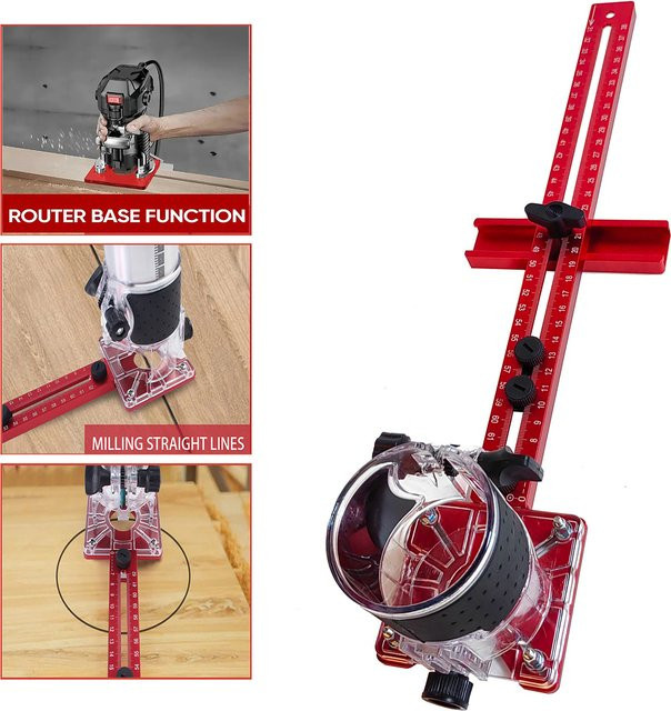 KPXIN 4 in 1 Router Kreis Schneide Jig für Holzbearbeitung, Rot, Durchmesser: 15 cm bis 120 cm - Bild 1