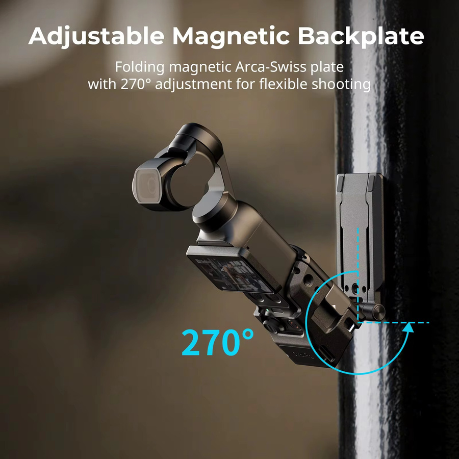 SmallRig 6003 6004 Magnetischer Rabbit Cage für DJI Osmo Pocket 4, 270 Grad verstellbarer Arca Swiss 1/4 Zoll Schraub-Tischhalter, Schwarz - Bild 3