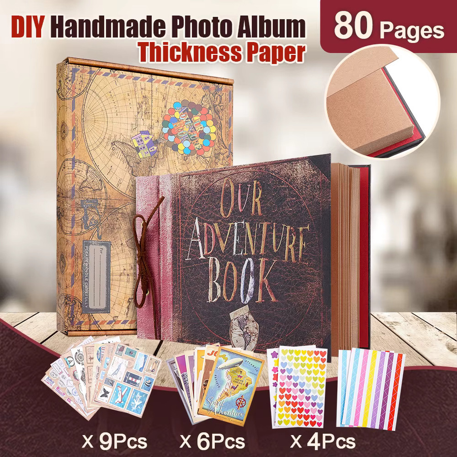 Retro Scrapbook Fotoalbum zum Selbergestalten aus Kraftpapier in Braun mit 80 Seiten - Bild 2