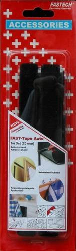 FASTECH 909-330C Klettband zum Aufkleben mit Hotmelt-Haftung, Schwarz, Länge: 1000 mm, Breite: 20 mm, 1 Paar - Bild 1