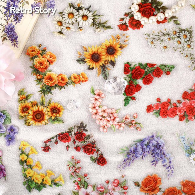 20 Stück Blumen-Eckaufkleber in Multicolour für Karten, Umschläge und Geschenkdekoration aus Papier - Bild 1