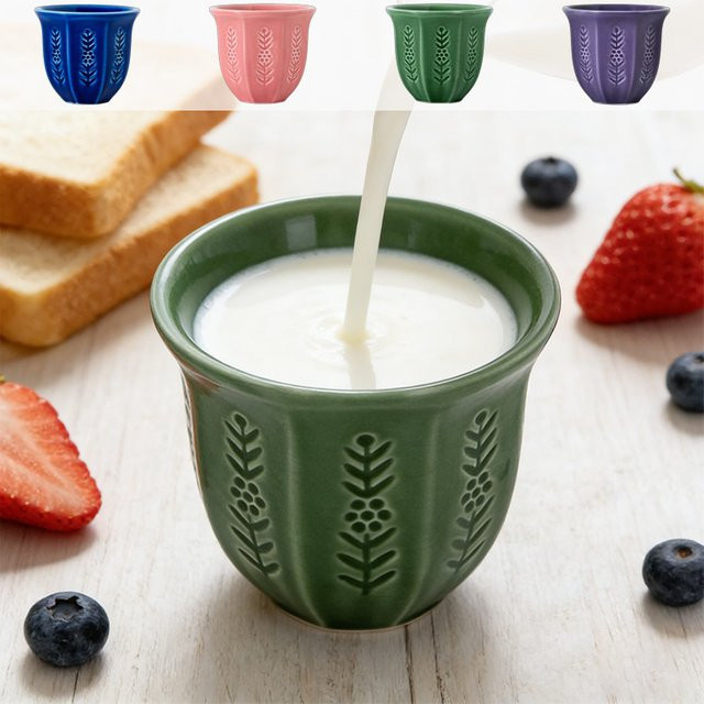 Arabische Keramik-Kaffeetasse mit Tulpen-Prägung in Blau für Tee, Cappuccino oder heiße Schokolade, 100 ml - Bild 1