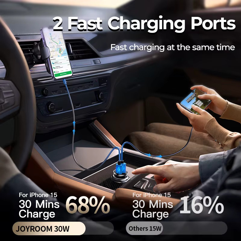 Joyroom 30 W Autoladegerät mit PD und QC3.0 Schnellladefunktion für iPhone und Samsung Galaxy, USB-C Anschluss - Bild 2
