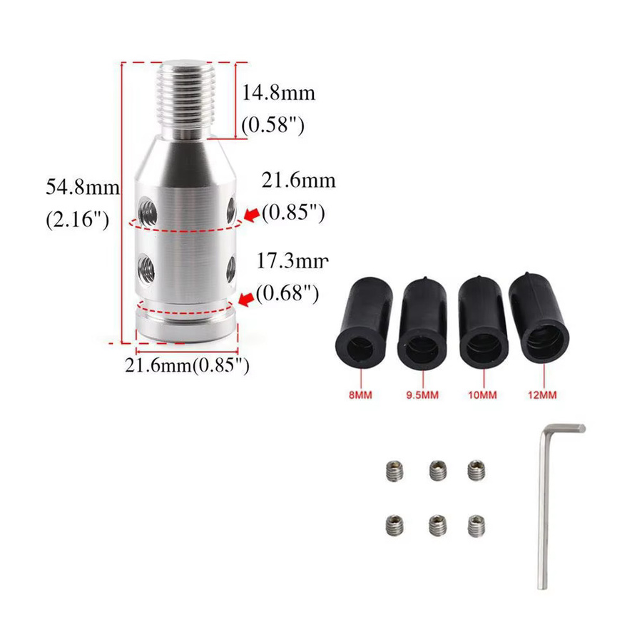 cssport Universeller Schaltknauf-Adapter aus Aluminium für Schalthebel ohne Gewinde M10 x 1,5 / M12 x 1,25 SK-1054 - Bild 2