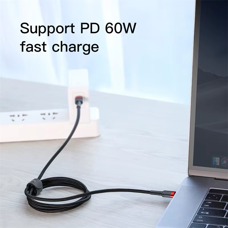 Baseus USB C auf USB Typ C Kabel in Schwarz mit 60 W PD Schnellladung für MacBook Pro, Samsung und Xiaomi - Bild 2