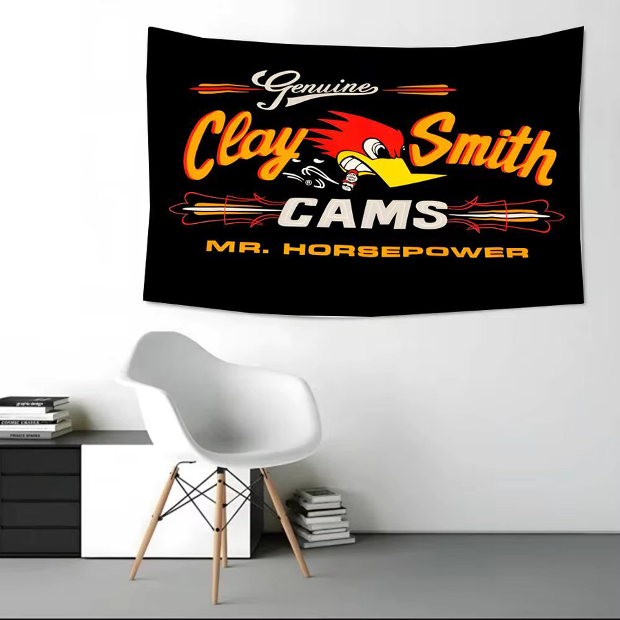 Mr.Horsepower Clay Smith Cams Racing Car Flagge in Weiss und Multicolour mit vier Ringen zum Aufhängen für Innen- und Außendekoration - Bild 3