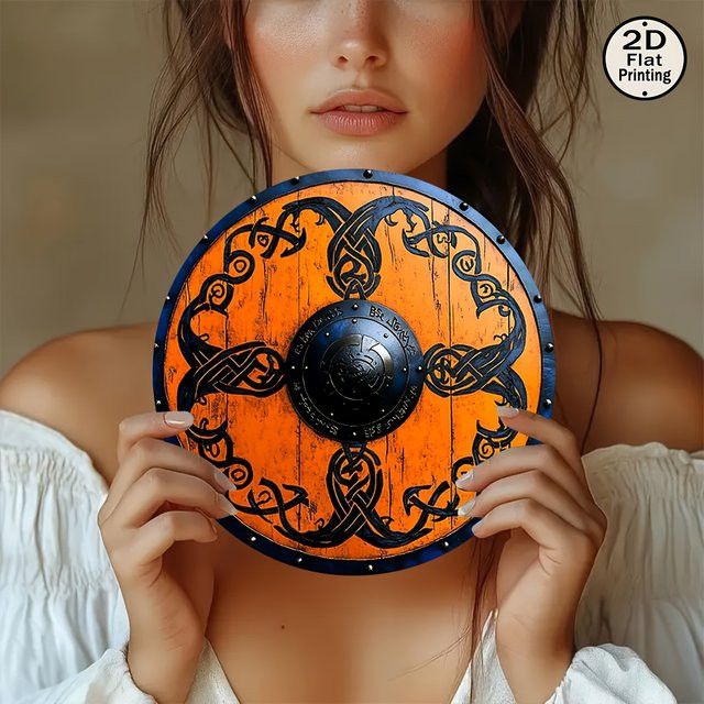 Potdemiel Metallschild Viking Orange Shield mit keltischem Muster, rund, Durchmesser: 20,32 cm - Bild 1