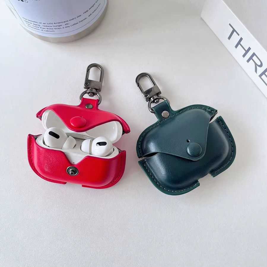 Retro-Luxus-Ledertasche für Apple AirPods 4, 3, 2, 1 und Pro 2, Business-Kopfhörerhülle mit Haken in Schwarz - Bild 2