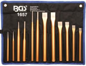 BGS Splintentreiber Meissel und Körner Set aus Carbonstahl, 12-teilig, Silber - Bild 1