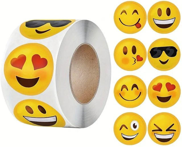 Expression Pack Kinderspielzeug mit Aufkleberetiketten in Gelb, 500 Stück, 2,5 cm - Bild 1
