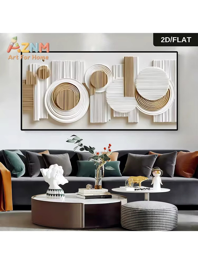 AZNM Wanddekoration 2D Flat – Minimalistisches geometrisches Leinwandgemälde in Mehrfarben, abstraktes Design, rechteckig - Bild 5