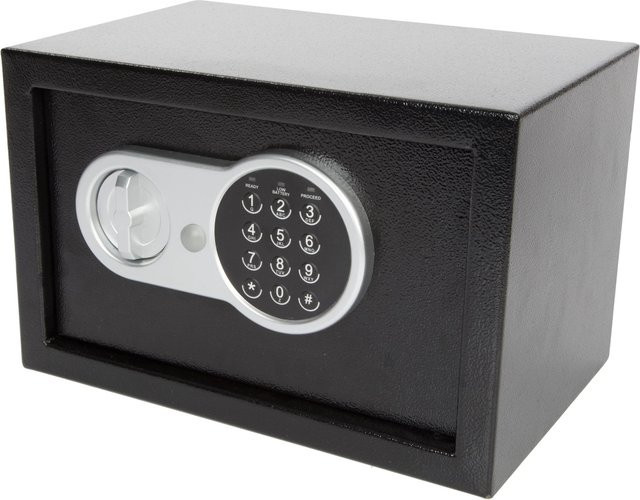 Perel elektronischer Safe mit Codeschloss und Notschlüssel, Schwarz, B/T/H: 31,0 x 20,0 x 20,0 cm - Bild 1