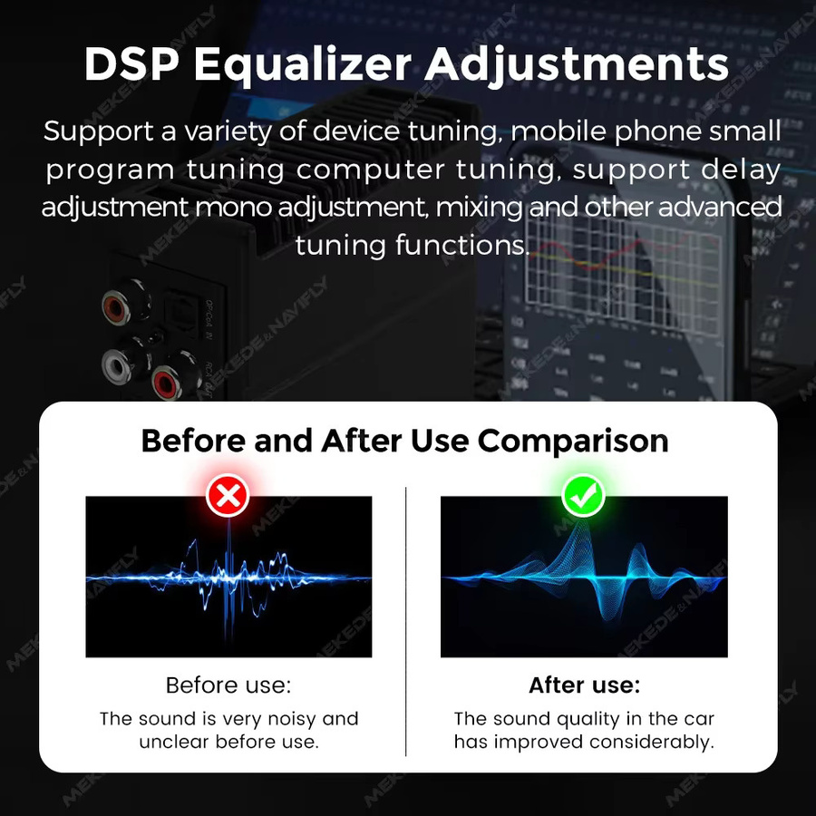 AUTOSHARK DSP Audio Prozessor Automotive Sound Modul mit App-Steuerung, 4x80W Verstärker, Schwarz - Bild 3