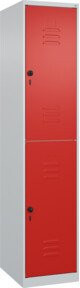 C+P Doppelstock-Spind Classic PLUS mit 1 Abteil, Sicherheits-Drehriegel, Farbe Lichtgrau und Verkehrsrot, H x B x T: 185 x 40 x 50 cm - Bild 1