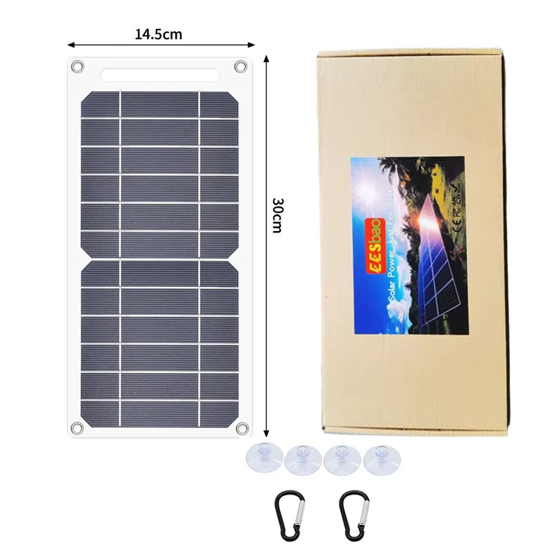 EESBAO Tragbares 6W USB Sunpower Solarpanel 5V Solarplatte in Schwarz mit USB-A Anschluss für Handy und Powerbank - Bild 6