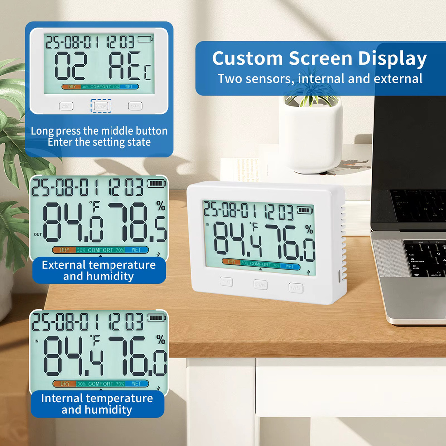 WEIRU TW21 USB Temperatur- und Feuchtigkeitsrekorder mit zwei Sensoren in Weiß - Bild 6