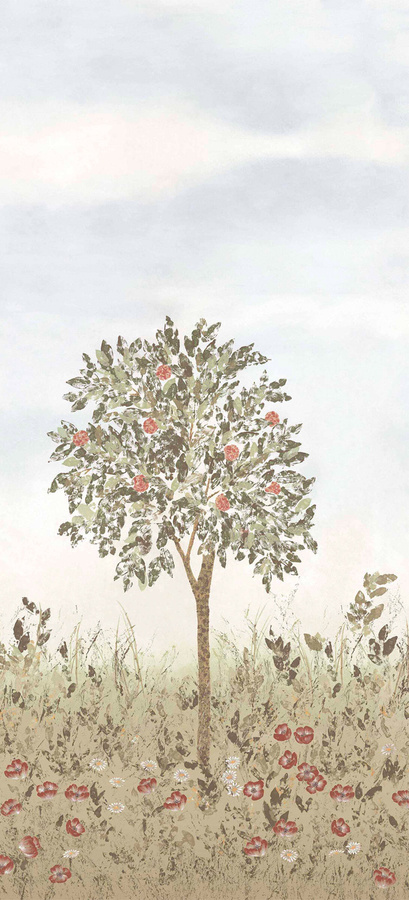 Isidore Leroy Mural Fresco Wandtattoo Sepia Panel B mit floralem Muster in Beige und Multicolour, selbstklebend - Bild 1