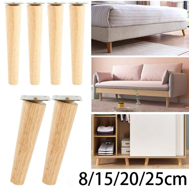 Willstar 4er-Set Massivholz Möbelbeine in Natural Stone, Ersatzfüße für Sofa, Tisch oder Kleiderschrank, gerade oder schräg erhältlich - Bild 1