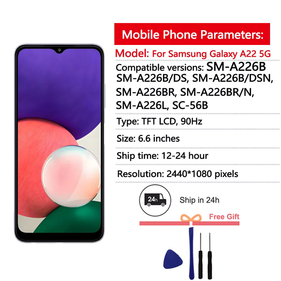 Samsung Galaxy A22 5G LCD Display mit Touchscreen und Digitzer für Ersatzmontage (Modelle A226B, A226BR, A226L) - Bild 2