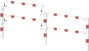 Schake Schutzgeländer Querholm aus Stahlrohr in Weiß/Rot mit Befestigungsschrauben M16x60, Maße: Länge 1300 mm, Rohrquerschnitt 60 x 40 mm - Bild 1