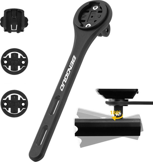 Fahrradcomputerhalterung in Schwarz für Garmin und Bryton, Tachohalterung für MTB und Rennrad Lenkerverlängerung - Bild 1
