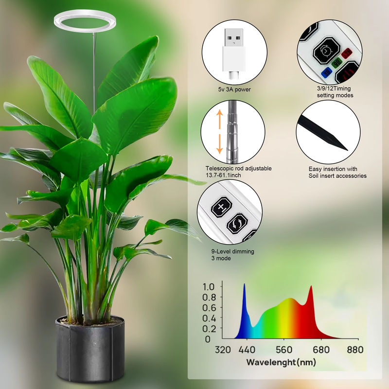 Museluce Vollspektrum-Wachstumslampe für Zimmerpflanzen mit 72 LEDs, höhenverstellbar von 34 bis 160 cm, Schwarz - Bild 4
