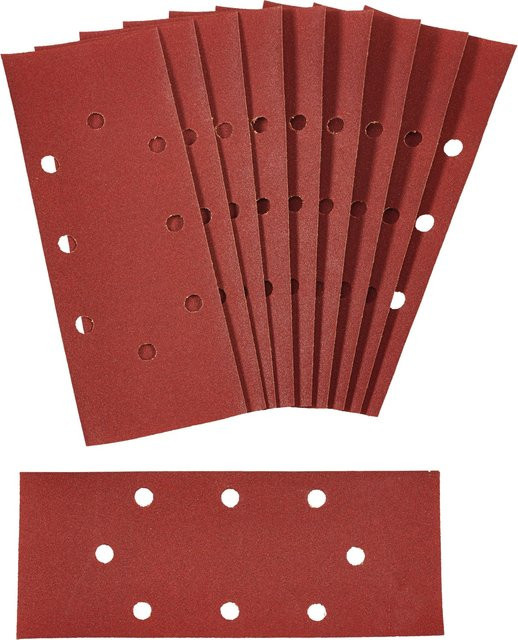 LUX-TOOLS Schleifstreifen K120 rot für Holz und Metall, B: 9,3 cm, L: 23,0 cm, mittig gelocht - Bild 1