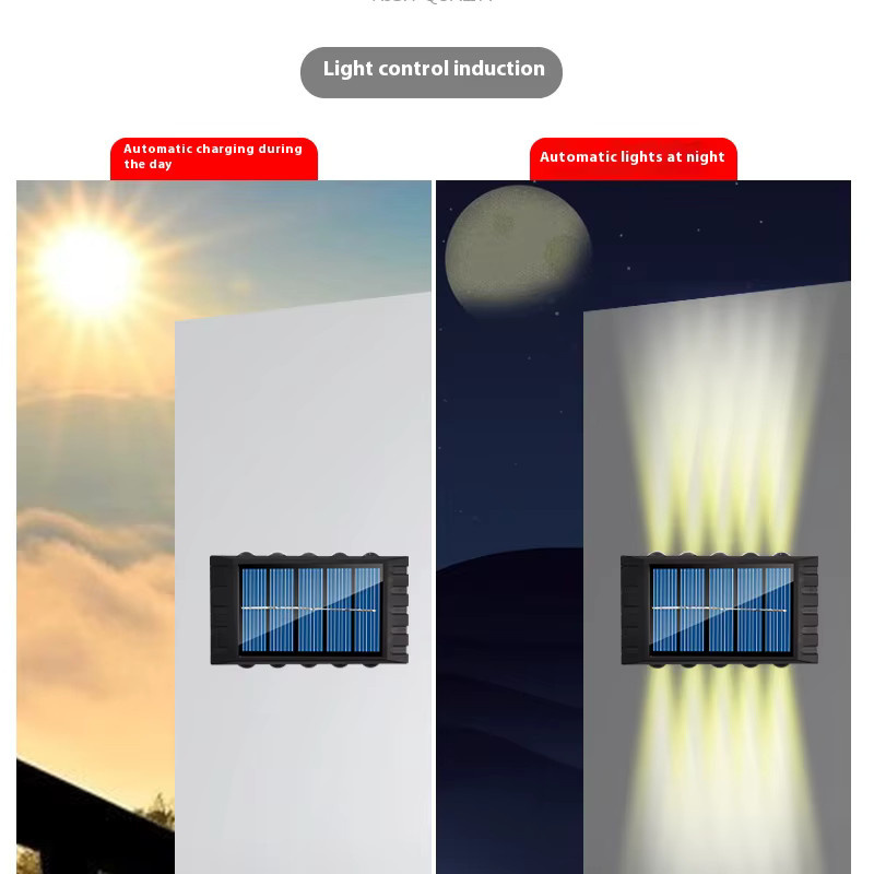 ESMARTER Solar Wandlampe LED für Garten und Außenbereich wasserdicht mit Up-and-Down-Beleuchtung - Bild 2