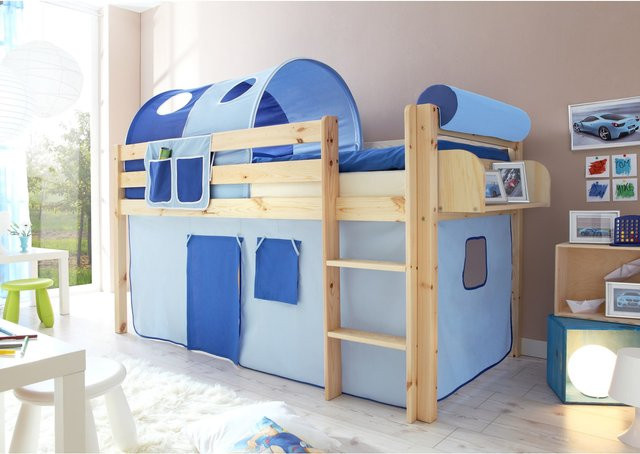 TiCAA Hochbett Malte für Kinder aus Kiefer Natur in Braun Classic - Bild 1