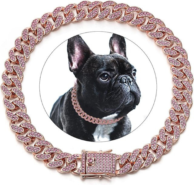 Halsband Cuban Link, Kristall, rosa, 20 cm - Bild 1