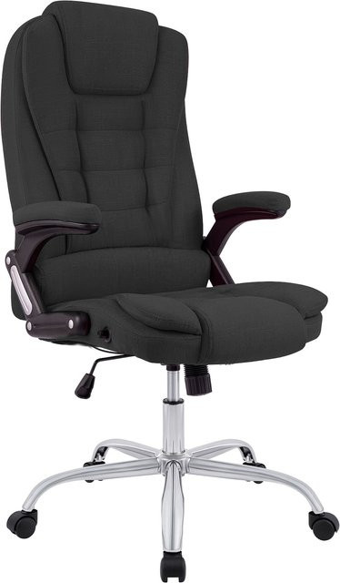 CLP Bürostuhl Thor ergonomischer Drehstuhl in Schwarz mit Chromgestell und Armlehnen, 150 kg belastbar - Bild 1
